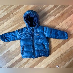 Patagonia 2T Blue Down Puffer Coat with Hood